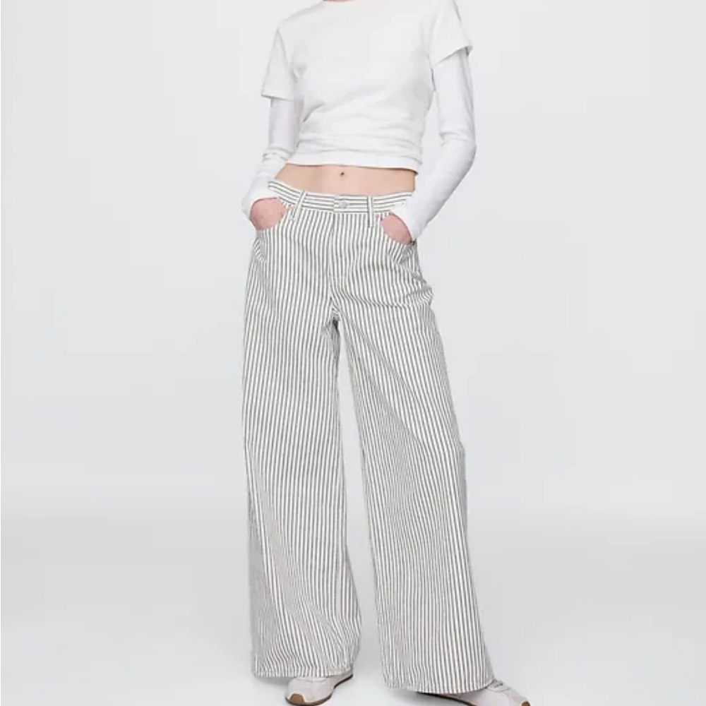 GAP Baggy Mid Rise Navy Striped Denim Jeans